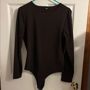 Express Dark Brown Long Sleeve Bodysuit